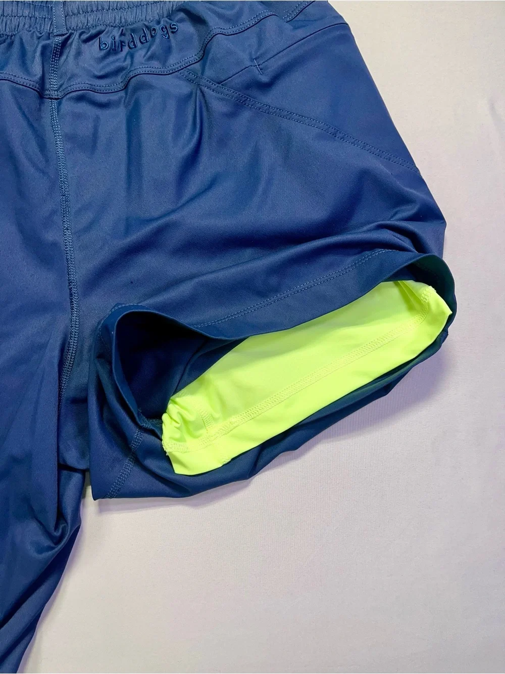 Birddogs Boom For Your Boomstick Athletic Gym Shorts Navy Blue Neon Green - L